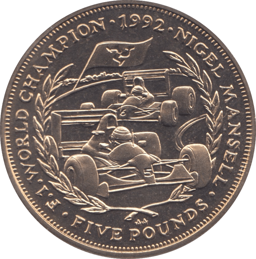 1993 ISLE OF MAN NIGEL MANSELL FIVE POUNDS - WORLD COINS - Cambridgeshire Coins