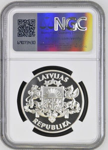 1993 LATVIA INDEPENDENCE 75TH ANNIVERSARY S10L PF 69 ULTRA CAMEO - NGC SILVER COINS - Cambridgeshire Coins