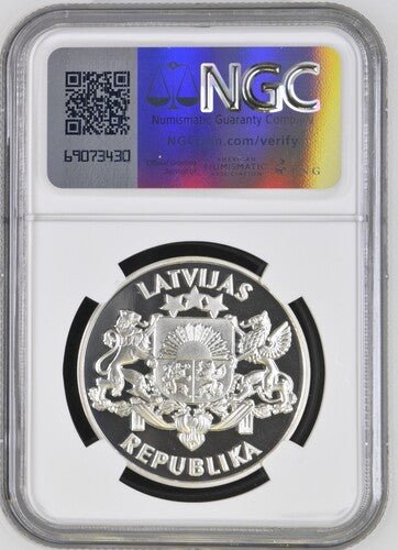 1993 LATVIA INDEPENDENCE 75TH ANNIVERSARY S10L PF 69 ULTRA CAMEO - NGC SILVER COINS - Cambridgeshire Coins