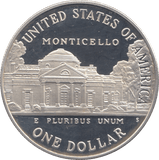 1993 MONTICELLO SILVER PROOF DOLLAR USA SAN FRANCISCO MINT - SILVER WORLD COINS - Cambridgeshire Coins