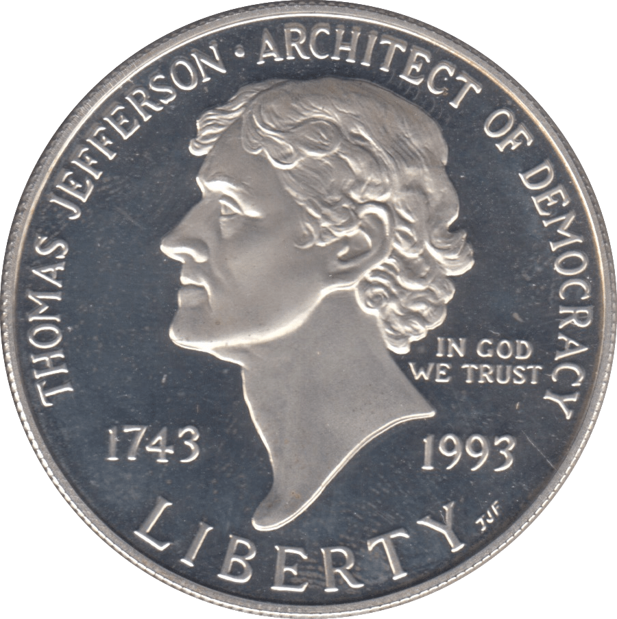 1993 MONTICELLO SILVER PROOF DOLLAR USA SAN FRANCISCO MINT - SILVER WORLD COINS - Cambridgeshire Coins