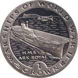 1993 ONE CROWN H.M.S ARK ROYAL GIBRALTAR BU - WORLD COINS - Cambridgeshire Coins