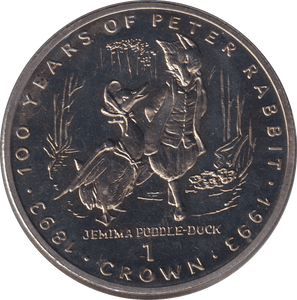 1993 ONE CROWN PROOF LIKE 100 YEARS OF PETER RABBIT GIBRALTAR - WORLD COINS - Cambridgeshire Coins