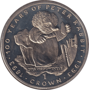 1993 ONE CROWN PROOF LIKE 100 YEARS OF PETER RABBIT GIBRALTAR - WORLD COINS - Cambridgeshire Coins
