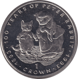 1993 ONE CROWN PROOF LIKE 100 YEARS OF PETER RABBIT GIBRALTAR - WORLD COINS - Cambridgeshire Coins
