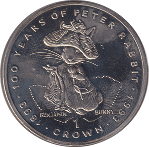 1993 ONE CROWN PROOF LIKE 100 YEARS OF PETER RABBIT GIBRALTAR - WORLD COINS - Cambridgeshire Coins