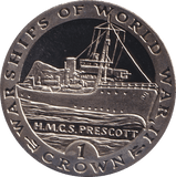 1993 ONE CROWN WARSHIPS OF WWII F75 - Crown - Cambridgeshire Coins