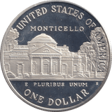 1993 ONE DOLLAR SILVER PROOF MONTICELLO - SILVER WORLD COINS - Cambridgeshire Coins