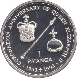 1993 ONE PA'ANGA CORONATION OF QUEEN ELIZABETH - WORLD COINS - Cambridgeshire Coins