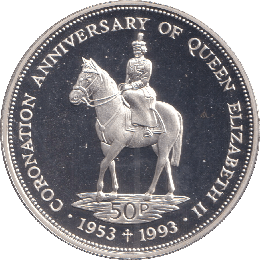 1993 SILVER FIFTY PENCE FALKLAND ISLANDS CORONATION ANNIVERSARY - SILVER WORLD COINS - Cambridgeshire Coins