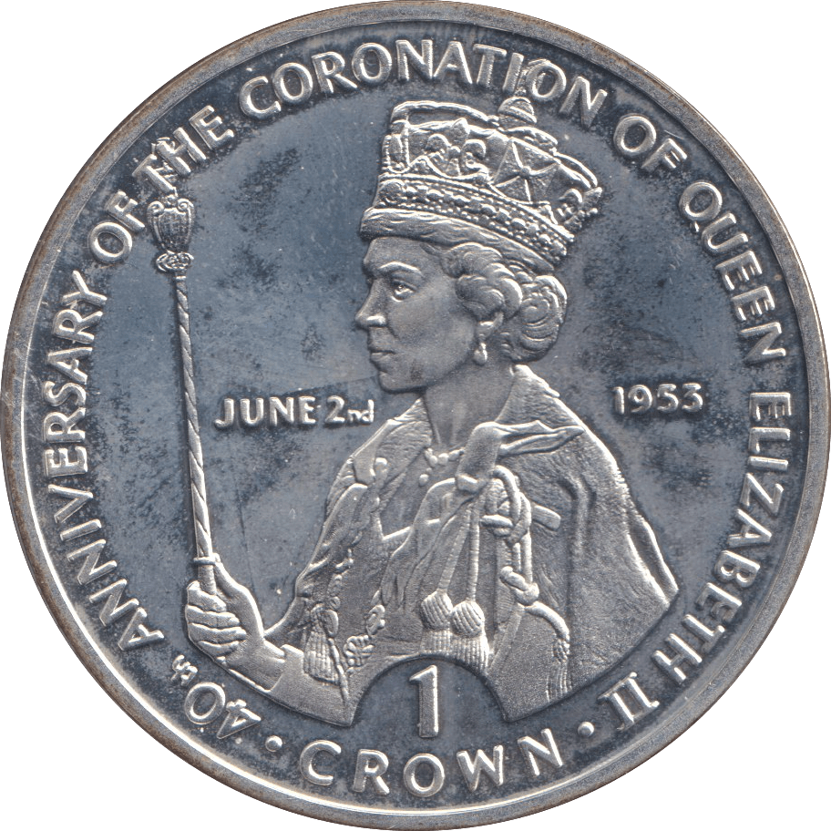 1993 SILVER ONE CROWN GIBRALTAR ANNIVERSARY OF THE CORONATION - SILVER WORLD COINS - Cambridgeshire Coins