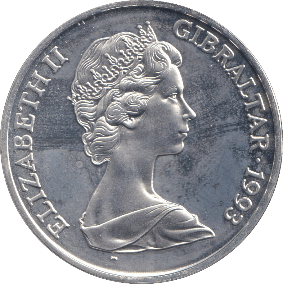1993 SILVER ONE CROWN GIBRALTAR ANNIVERSARY OF THE CORONATION - SILVER WORLD COINS - Cambridgeshire Coins
