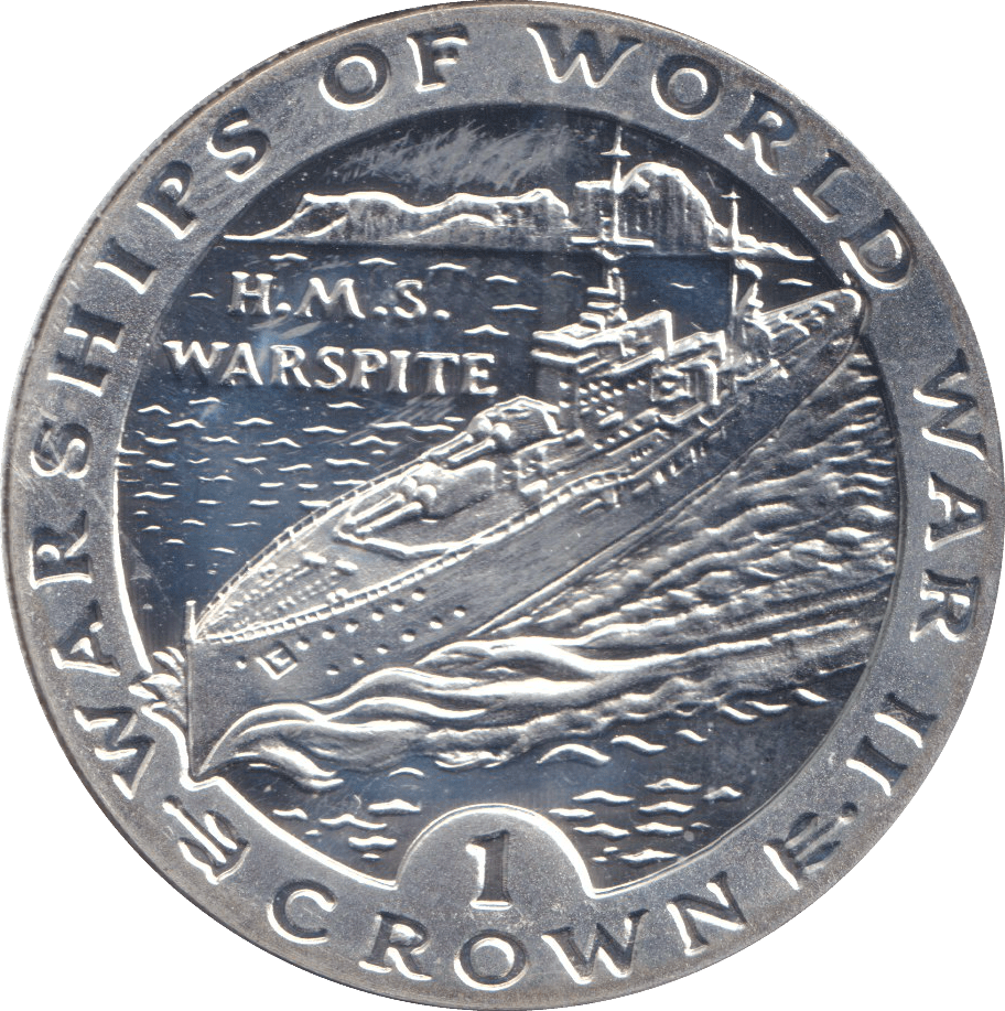 1993 SILVER ONE CROWN GIBRALTAR WARSHIPS OF WWII - SILVER WORLD COINS - Cambridgeshire Coins