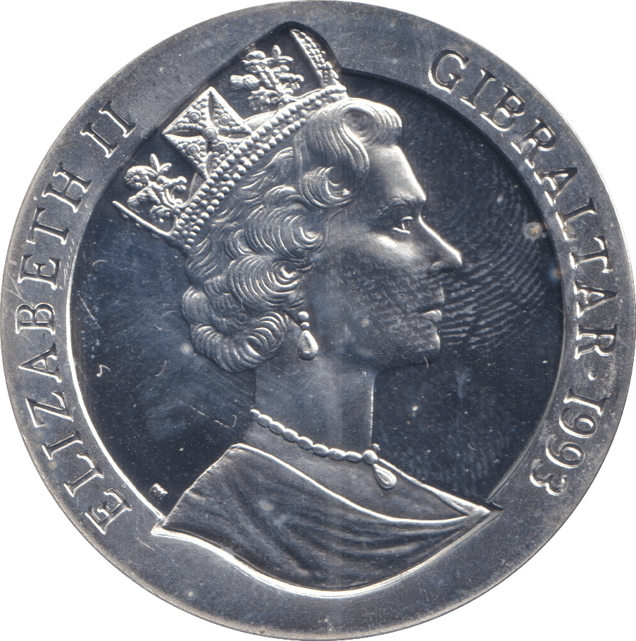 1993 SILVER ONE CROWN GIBRALTAR WARSHIPS OF WWII - SILVER WORLD COINS - Cambridgeshire Coins