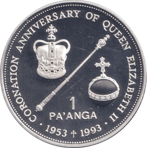 1993 SILVER PROOF 1 PA'ANGA TONGA - SILVER WORLD COINS - Cambridgeshire Coins