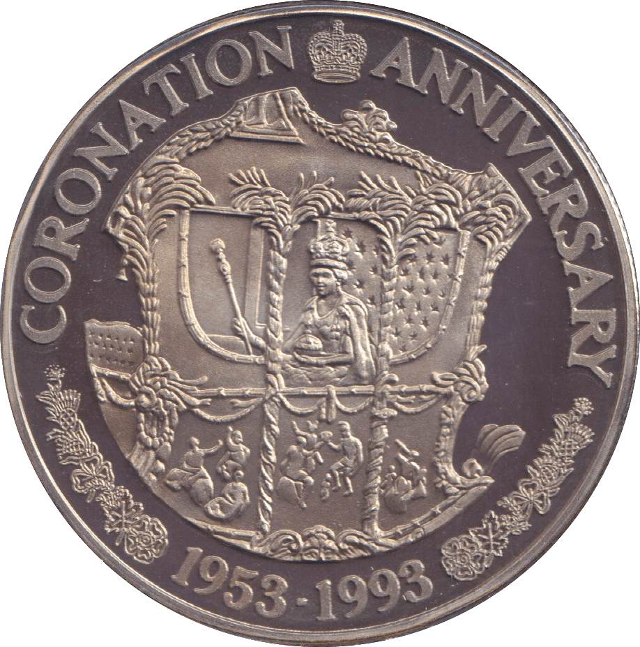 1993 SILVER PROOF 20 CROWN CORONATION ANNIVERSARY - SILVER WORLD COINS - Cambridgeshire Coins