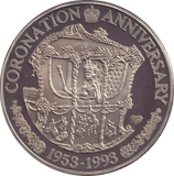 1993 SILVER PROOF 20 CROWN CORONATION ANNIVERSARY - SILVER WORLD COINS - Cambridgeshire Coins