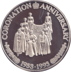1993 SILVER PROOF 20 CROWN CORONATION ANNIVERSARY - SILVER WORLD COINS - Cambridgeshire Coins