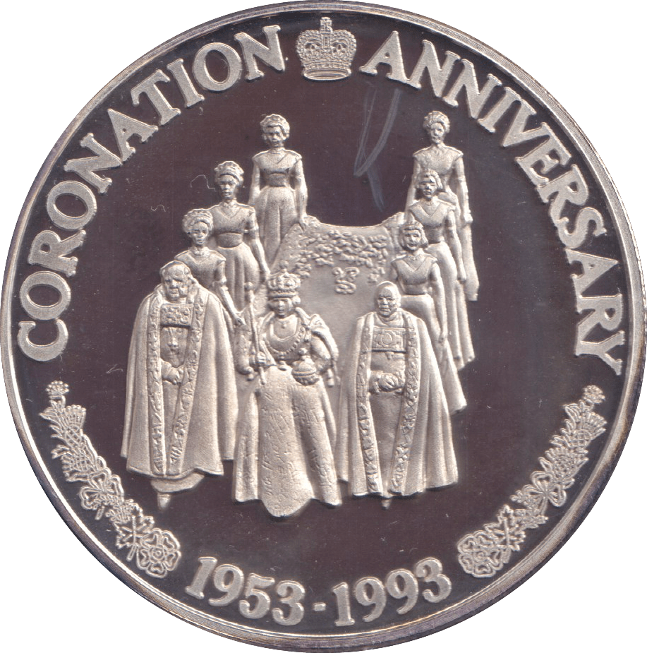 1993 SILVER PROOF 20 CROWN CORONATION ANNIVERSARY - SILVER WORLD COINS - Cambridgeshire Coins