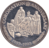 1993 SILVER PROOF 20 CROWN CORONATION ANNIVERSARY - SILVER WORLD COINS - Cambridgeshire Coins