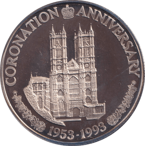 1993 SILVER PROOF 20 CROWN CORONATION ANNIVERSARY - SILVER WORLD COINS - Cambridgeshire Coins