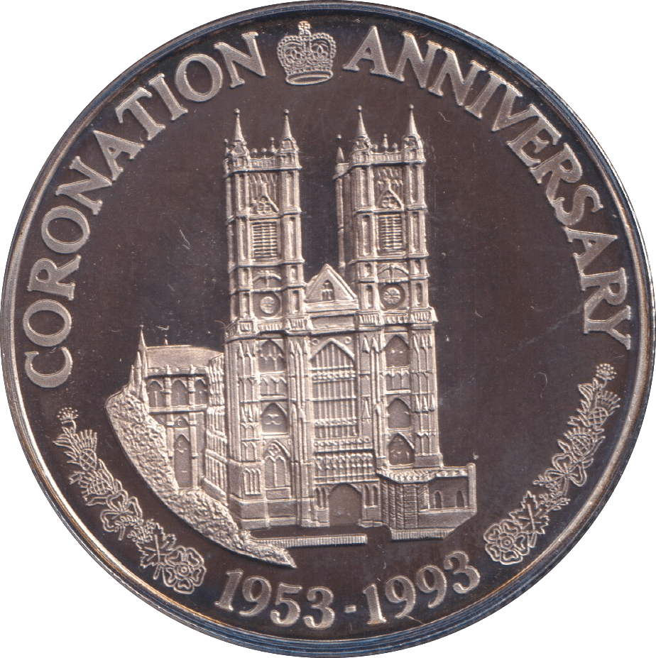 1993 SILVER PROOF 20 CROWN CORONATION ANNIVERSARY - SILVER WORLD COINS - Cambridgeshire Coins