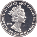 1993 SILVER PROOF 20 CROWN CORONATION ANNIVERSARY - SILVER WORLD COINS - Cambridgeshire Coins