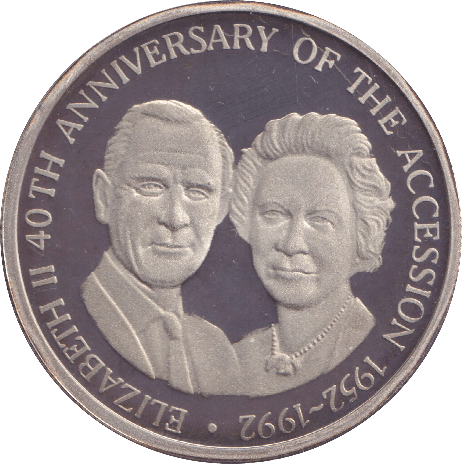 1993 SILVER PROOF 20 CROWN ELIZABETH II 40TH ANNIVERSARY OF ACCESSION - SILVER WORLD COINS - Cambridgeshire Coins