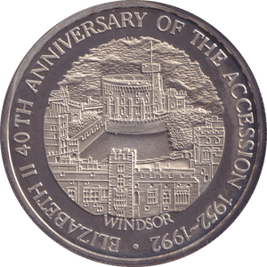 1993 SILVER PROOF 20 CROWN ELIZABETH II 40TH ANNIVERSARY OF ACCESSION - SILVER WORLD COINS - Cambridgeshire Coins
