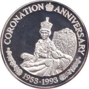 1993 SILVER PROOF 20 CROWN QUEEN'S CORONATION - SILVER WORLD COINS - Cambridgeshire Coins