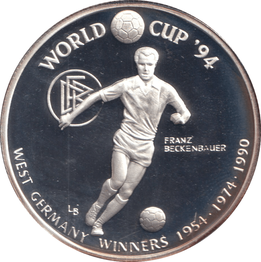 1993 SILVER PROOF 20 CROWNS WORLD CUP TURKS AND CAICOS ISLANDS - SILVER WORLD COINS - Cambridgeshire Coins