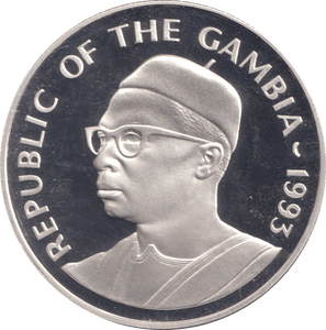 1993 SILVER PROOF 20 DALASIS GAMBIA - SILVER WORLD COINS - Cambridgeshire Coins