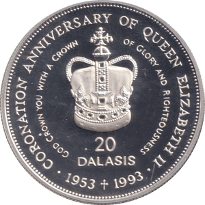 1993 SILVER PROOF 20 DALASIS GAMBIA - SILVER WORLD COINS - Cambridgeshire Coins