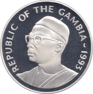 1993 SILVER PROOF 20 DALASIS GAMBIA - SILVER WORLD COINS - Cambridgeshire Coins