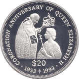 1993 SILVER PROOF 20 DOLLAR TUVALU - SILVER WORLD COINS - Cambridgeshire Coins