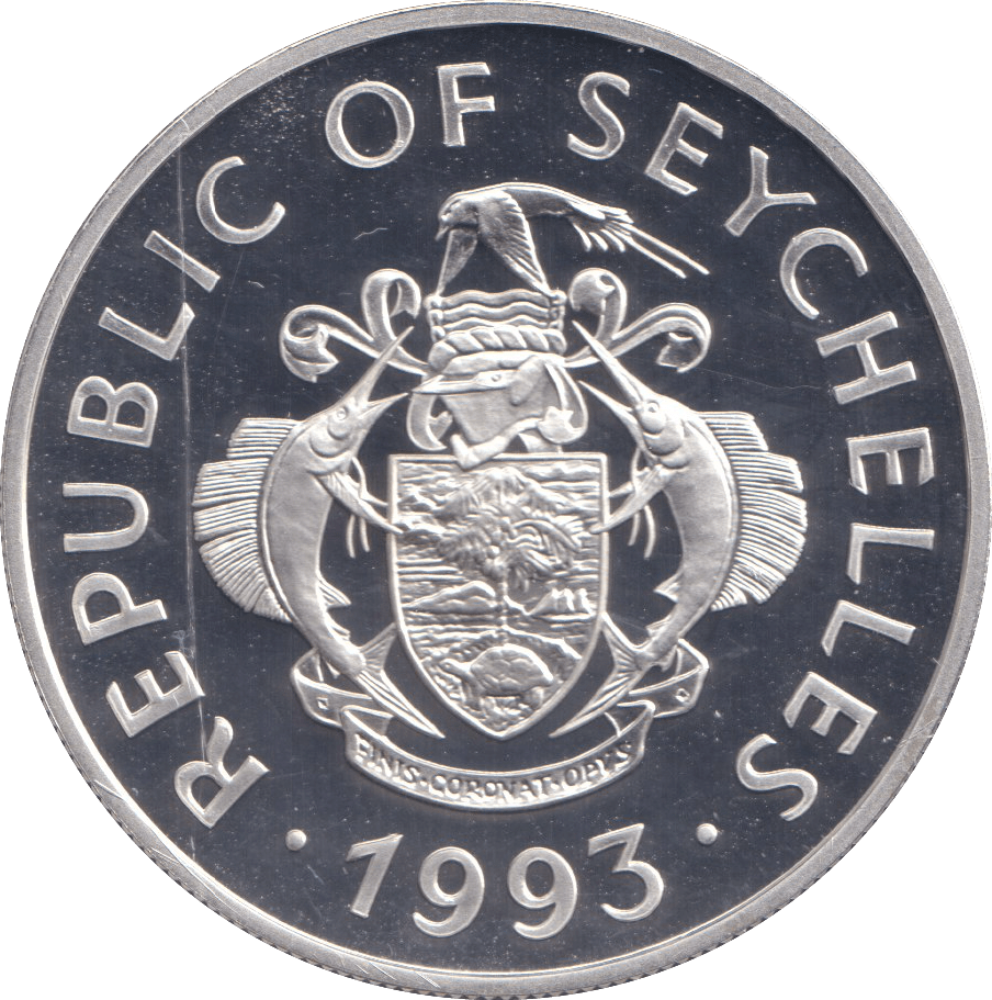 1993 SILVER PROOF 25 RUPEES SEYCHELLES - SILVER WORLD COINS - Cambridgeshire Coins
