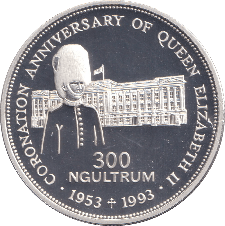 1993 SILVER PROOF 300 NGULTRUM BHUTAN - SILVER WORLD COINS - Cambridgeshire Coins