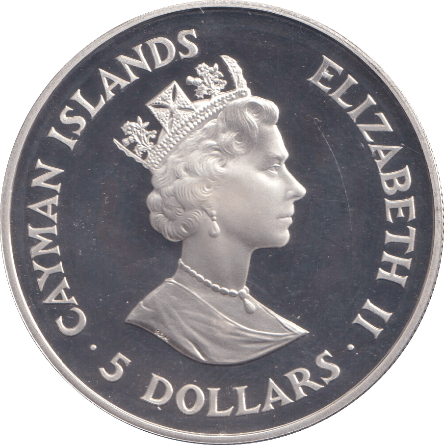 1993 SILVER PROOF 5 DOLLAR CAYMAN ISLANDS - SILVER WORLD COINS - Cambridgeshire Coins