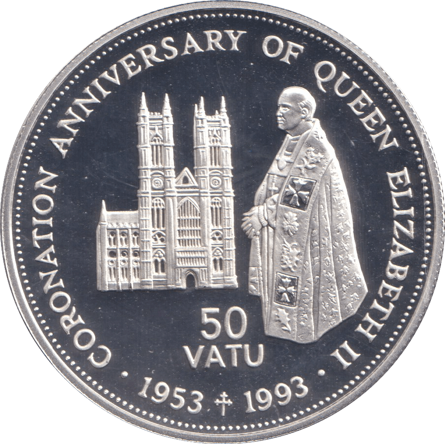 1993 SILVER PROOF 50 VATU VANUATU - SILVER WORLD COINS - Cambridgeshire Coins