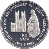 1993 SILVER PROOF 50 VATU VANUATU - SILVER WORLD COINS - Cambridgeshire Coins