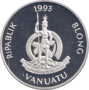 1993 SILVER PROOF 50 VATU VANUATU - SILVER WORLD COINS - Cambridgeshire Coins