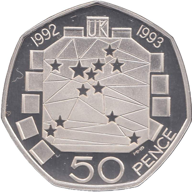 1993 SILVER PROOF EEC FIFTY PENCE UNITED KINGDOM - SILVER WORLD COINS - Cambridgeshire Coins