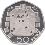 1993 SILVER PROOF EEC FIFTY PENCE UNITED KINGDOM - SILVER WORLD COINS - Cambridgeshire Coins