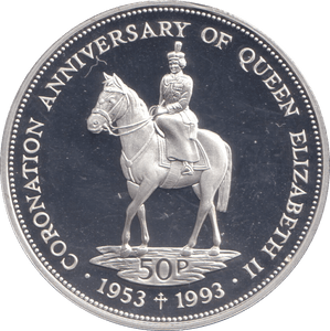1993 SILVER PROOF FIFTY PENCE FALKLAND ISLANDS - SILVER WORLD COINS - Cambridgeshire Coins