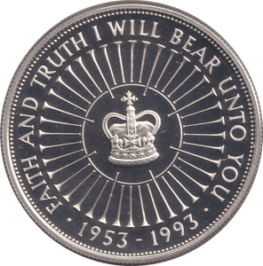 1993 SILVER PROOF FIVE POUNDS - SILVER WORLD COINS - Cambridgeshire Coins