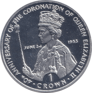 1993 SILVER PROOF ONE CROWN CORONATION OF QUEEN ELIZABETH II - SILVER WORLD COINS - Cambridgeshire Coins