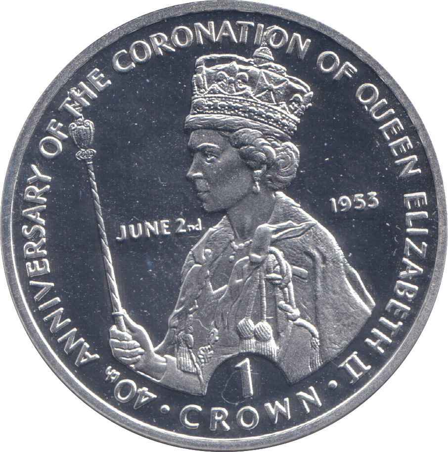1993 SILVER PROOF ONE CROWN CORONATION OF QUEEN ELIZABETH II - SILVER WORLD COINS - Cambridgeshire Coins