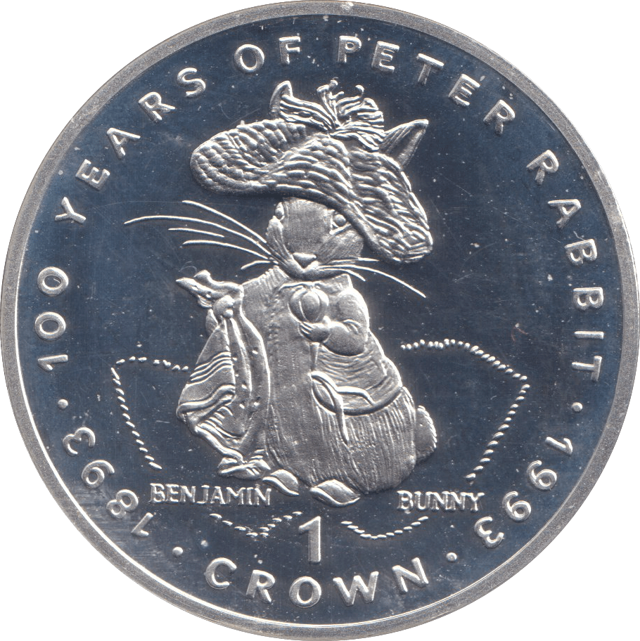 1993 SILVER PROOF ONE CROWN GIBRALTAR BENJAMIN BUNNY - SILVER WORLD COINS - Cambridgeshire Coins