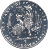 1993 SILVER PROOF ONE CROWN GIBRALTAR JEMIMA PUDDLE - DUCK - SILVER WORLD COINS - Cambridgeshire Coins