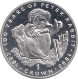 1993 SILVER PROOF ONE CROWN GIBRALTAR MRS TIGGY - WINKLE - SILVER WORLD COINS - Cambridgeshire Coins